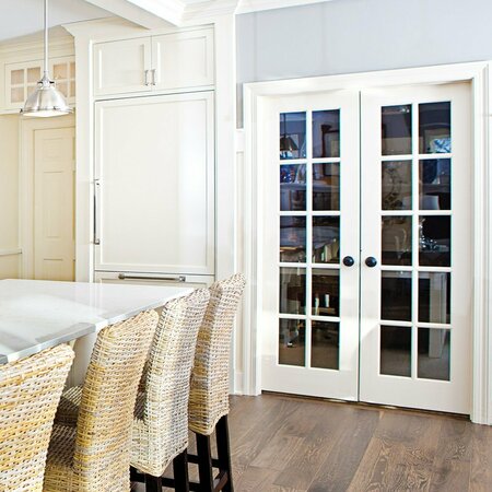 CODEL DOORS 36" x 80" x 1-3/8" Primed 10-Lite with Clear Tempered Glass Interior French 4-9/16" LH Prehung Door 3068pri1310CLETLH26D4916